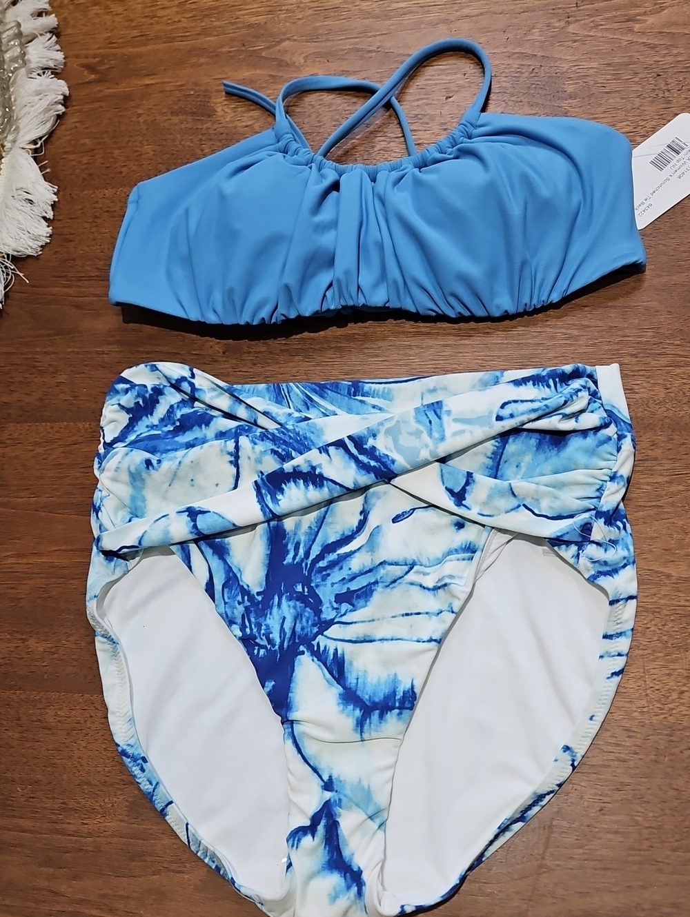 CALIA by Carrie Underwood Blue Tie-Dye High-Waist Bikini Set